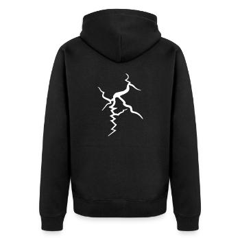 White Crack Split Lightning Decoration - Unisex Premium Organic Zip Hoodie - black - Back - Nico (187cm)