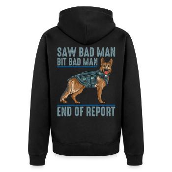 Vu Bad Man Bit Bad Man Chien policier - Veste à capuche bio Premium Unisexe - noir - Dos - Nico (187cm)