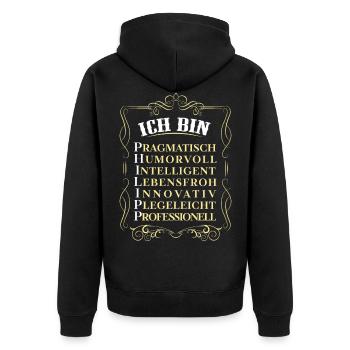 Für den besten Menschen - Ich bin Philipp - Unisex Premium Bio Zip Hoodie - Schwarz - Hinten - Nico (187cm)