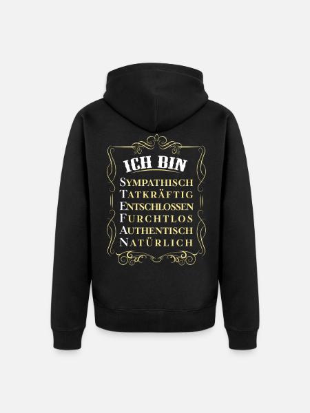 Für den besten Menschen - Ich bin Stefan - Unisex Premium Bio Zip Hoodie - Schwarz