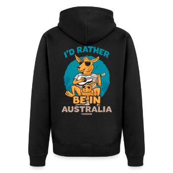 I'd Rather Be In Australia - Unisex Premium Organic Zip Hoodie - black - Back - Nico (187cm)