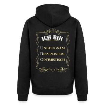 Für den besten Menschen - Ich bin Udo - Unisex Premium Bio Zip Hoodie - Schwarz - Hinten - Nico (187cm)