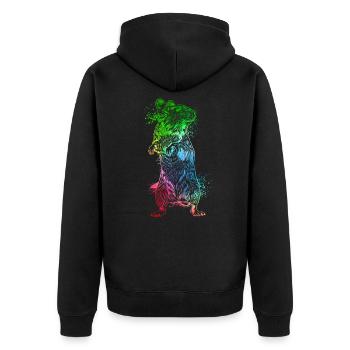 Colorful Degu - Unisex Premium Organic Zip Hoodie - black - Back - Nico (187cm)