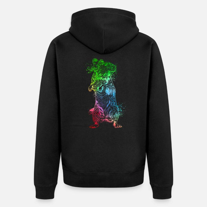 Farbenfroher Degu - Unisex Premium Bio Zip Hoodie - Schwarz