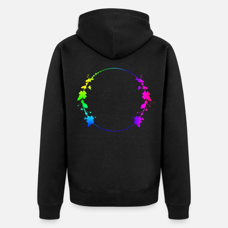 Bunter Rahmen mit Blumen - Unisex Premium Bio Zip Hoodie - Schwarz