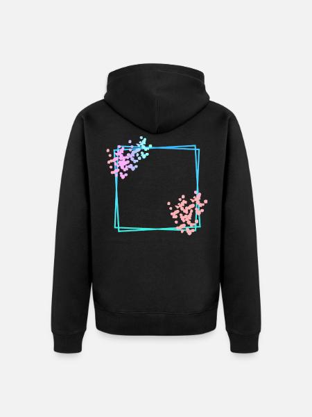 Blue square frame with dots - Unisex Premium Organic Zip Hoodie - black