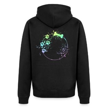 Hunde Rahmen Hundepfote Farbflecken - Unisex Premium Bio Zip Hoodie - Schwarz - Hinten - Nico (187cm)