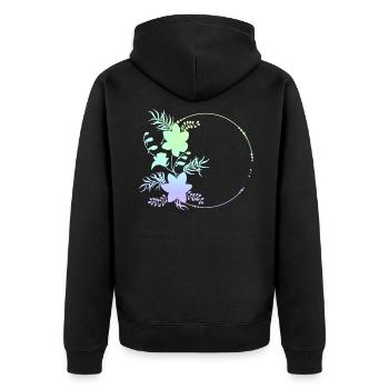 Circular frame flowers ornaments - Unisex Premium Organic Zip Hoodie - black - Back - Nico (187cm)