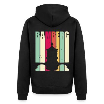 Bamberg Vintage City of Bamberger - Unisex Premium Organic Zip Hoodie - black - Back - Nico (187cm)
