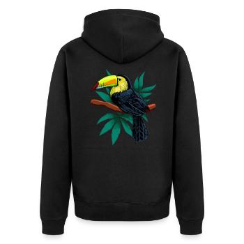 Paradievogel - Dessin d’un toucan - Veste à capuche bio Premium Unisexe - noir - Dos - Nico (187cm)