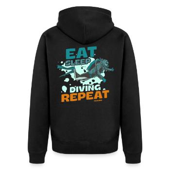Eat Sleep Diving Repeat - Unisex Premium Organic Zip Hoodie - black - Back - Nico (187cm)