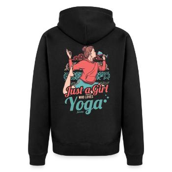 Just A Girl Who Loves Yoga - Unisex Premium Bio Zip Hoodie - Schwarz - Hinten - Nico (187cm)