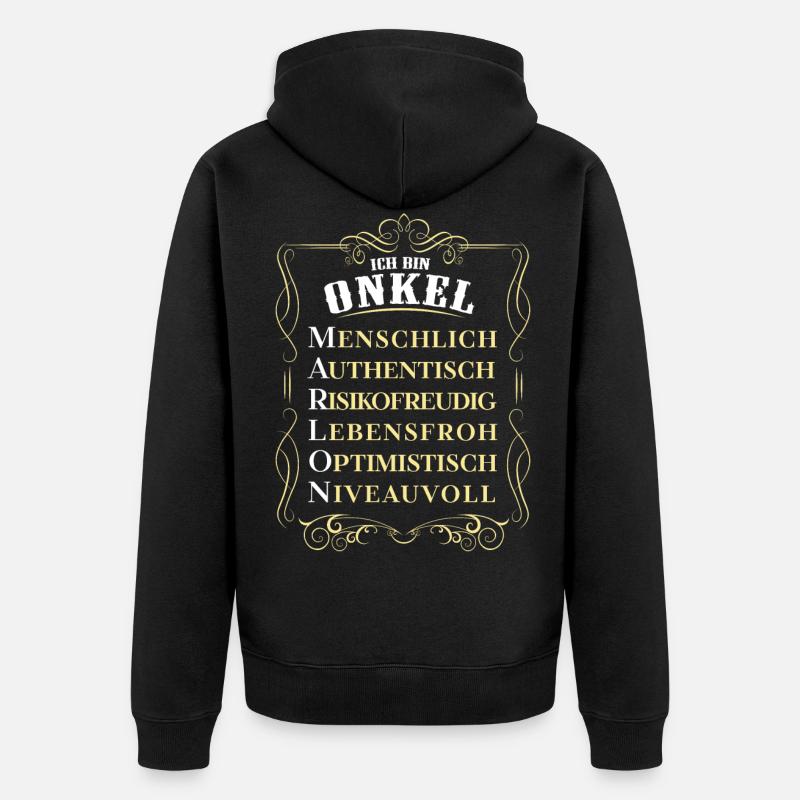 Marlon - bester Onkel - Unisex Premium Bio Zip Hoodie - Schwarz