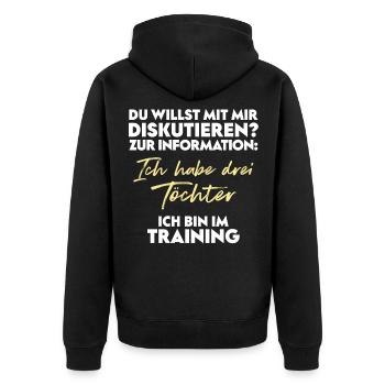 Du willst diskutieren? Vater und Töchter - Unisex Premium Bio Zip Hoodie - Schwarz - Hinten - Nico (187cm)