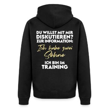 Du willst diskutieren? Vater und Söhne - Unisex Premium Bio Zip Hoodie - Schwarz - Hinten - Nico (187cm)