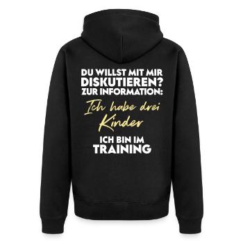 Du willst diskutieren? Vater und Kinder - Unisex Premium Bio Zip Hoodie - Schwarz - Hinten - Nico (187cm)