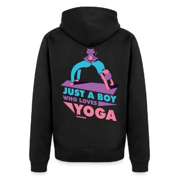 Juste un garçon qui aime le yoga - Veste à capuche bio Premium Unisexe - noir - Dos - Nico (187cm)