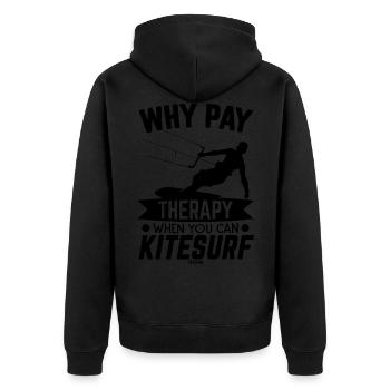Kitesurfen Kitesailing Lenkdrachen Sport - Unisex Premium Bio Zip Hoodie - Schwarz - Hinten - Nico (187cm)