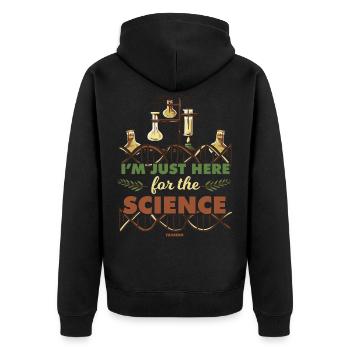 I'm Just Here For The Science - Unisex Premium Organic Zip Hoodie - black - Back - Nico (187cm)