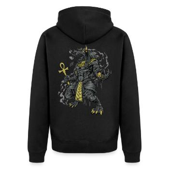 Ägyptischer Gott Anubis - Unisex Premium Bio Zip Hoodie - Schwarz - Hinten - Nico (187cm)