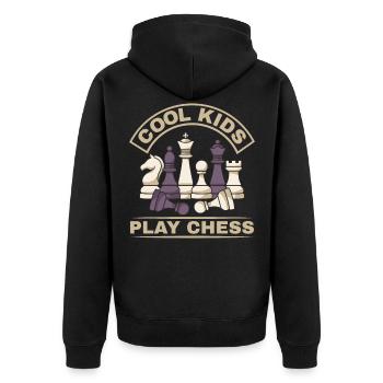 Coole Kinder Spielen Schach - Unisex Premium Bio Zip Hoodie - Schwarz - Hinten - Nico (187cm)