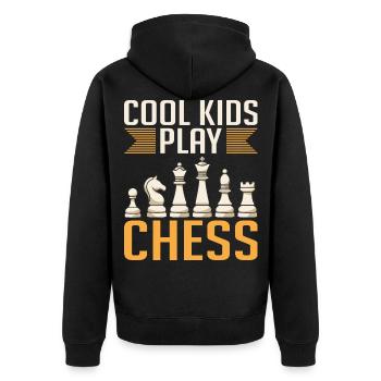 Coole Kids Spielen Schach - Unisex Premium Bio Zip Hoodie - Schwarz - Hinten - Nico (187cm)