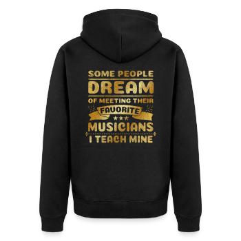 Ich unterrichte meinen Lieblingsmusiker Musik - Unisex Premium Bio Zip Hoodie - Schwarz - Hinten - Nico (187cm)
