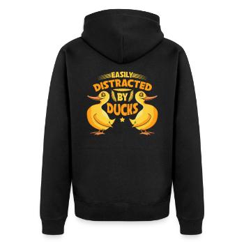 Facilement distrait par les canards Canards Amateurs de canards - Veste à capuche bio Premium Unisexe - noir - Dos - Nico (187cm)