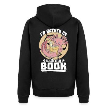 Je préfère être avec mon livre - Veste à capuche bio Premium Unisexe - noir - Dos - Nico (187cm)