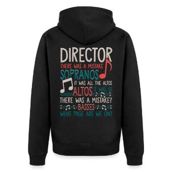 Choirmaster Soprano Alto Bass Music Musical - Unisex Premium Organic Zip Hoodie - black - Back - Nico (187cm)