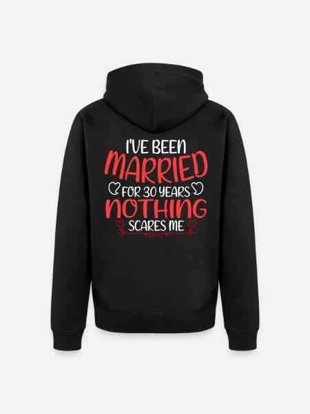 Jeg har været gift i 30 år Intet skræmmer mig - Premium økologisk unisex-hættejakke - sort