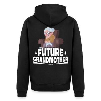 Future Grandmother - Unisex Premium Bio Zip Hoodie - Schwarz - Hinten - Nico (187cm)