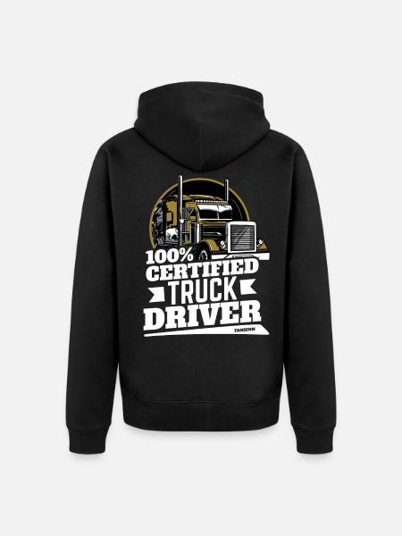 100% Certified Truck Driver - Unisex Premium Organic Zip Hoodie - black