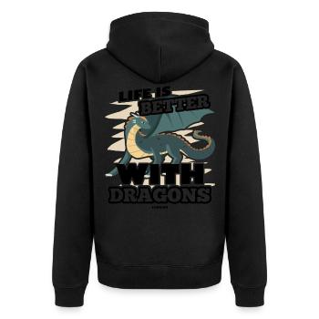 Life Is Better With Dragons - Unisex Premium Bio Zip Hoodie - Schwarz - Hinten - Nico (187cm)