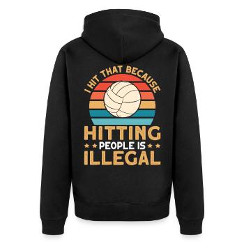 J’ai battu ce drôle de volley-ball - Veste à capuche bio Premium Unisexe - noir - Dos - Nico (187cm)