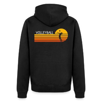 Retro Sonnenuntergang Volleyball - Unisex Premium Bio Zip Hoodie - Schwarz - Hinten - Nico (187cm)
