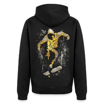 Skate | Skateboard | Skater - Unisex Premium Organic Zip Hoodie - black - Back - Nico (187cm)