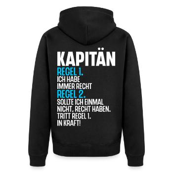 Kapitän Boot Schiff Segeln Segler Segelboot - Unisex Premium Bio Zip Hoodie - Schwarz - Hinten - Nico (187cm)
