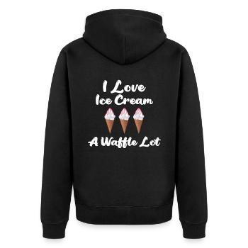 I Love Ic Cream Waffel Trio - Unisex Premium Bio Zip Hoodie - Schwarz - Hinten - Nico (187cm)