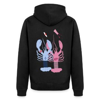 Bretagne - Homards bleu et rose - Veste à capuche bio Premium Unisexe - noir - Dos - Nico (187cm)