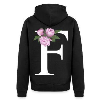 F - Unisex Premium Bio Zip Hoodie - Schwarz - Hinten - Nico (187cm)
