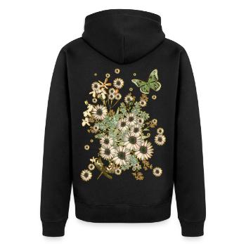 Fleurs sur fleurs - Fleurs Flora Papillon - Veste à capuche bio Premium Unisexe - noir - Dos - Nico (187cm)
