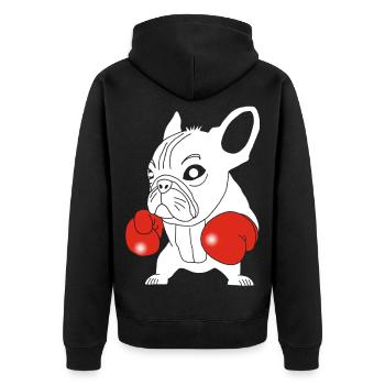 White dog boxer - Unisex Premium Organic Zip Hoodie - black - Back - Nico (187cm)