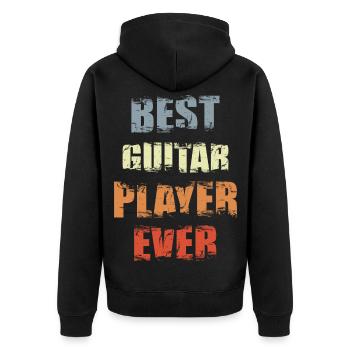 Bast Gitarrist - Unisex Premium Bio Zip Hoodie - Schwarz - Hinten - Nico (187cm)