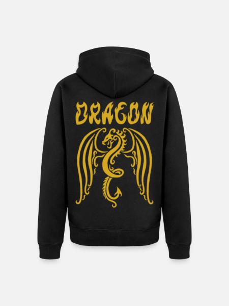 Goldener Drache - Unisex Premium Bio Zip Hoodie - Schwarz