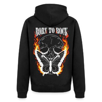 Born to Rock – Skull & Butterfly Metal Shirt - Unisex Premium Organic Zip Hoodie - black - Back - Nico (187cm)