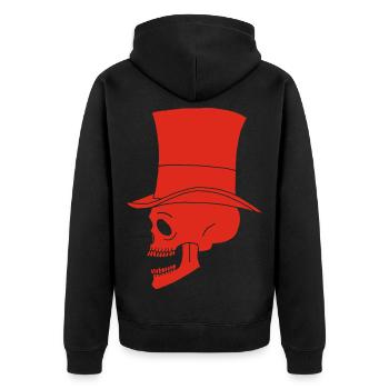 Vintage Red Skull - Unisex Premium Organic Zip Hoodie - black - Back - Nico (187cm)