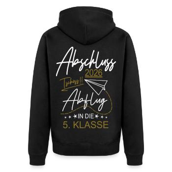 Abschluss 2026 Grundschule - Unisex Premium Bio Zip Hoodie - Schwarz - Hinten - Nico (187cm)