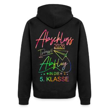 Grundschule Abschluss 2026 - Unisex Premium Bio Zip Hoodie - Schwarz - Hinten - Nico (187cm)