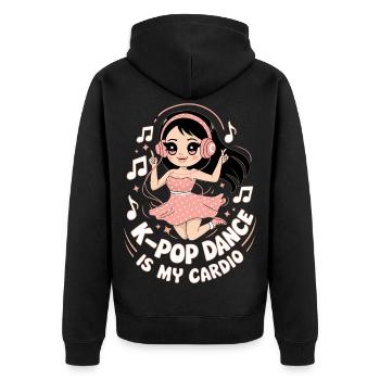 K-Pop Tanz Lustig Korea - Unisex Premium Bio Zip Hoodie - Schwarz - Hinten - Nico (187cm)
